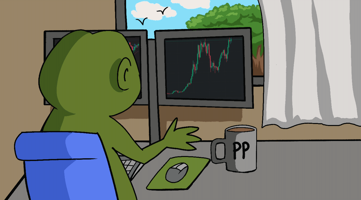PepePonke trading at his desk